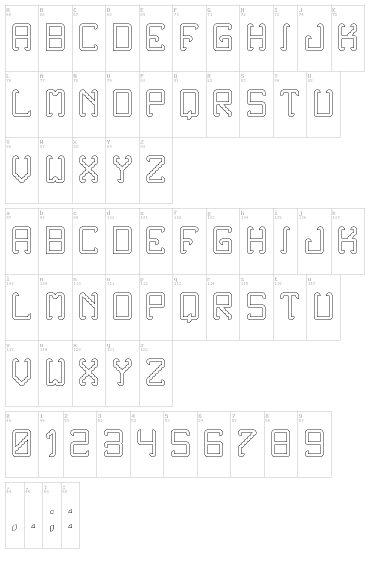 Noxtrey Auf TFB font map